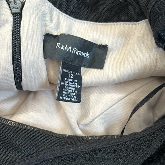 New R & M RICHARDS Sequined Lace Chiffon Black Gown Size 12 - Picture 12 of 14